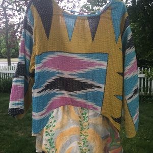 KB Vibe Higher Hi-Lo!! This one of a kind piece of art is a mix of Kantha & silk